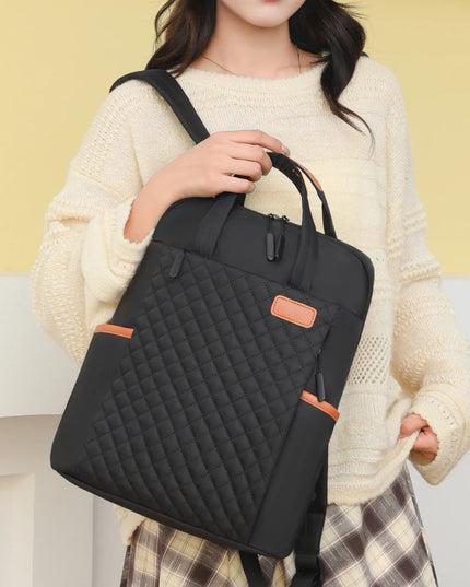 Gesteppter Damen-Rucksack schwarz cognac