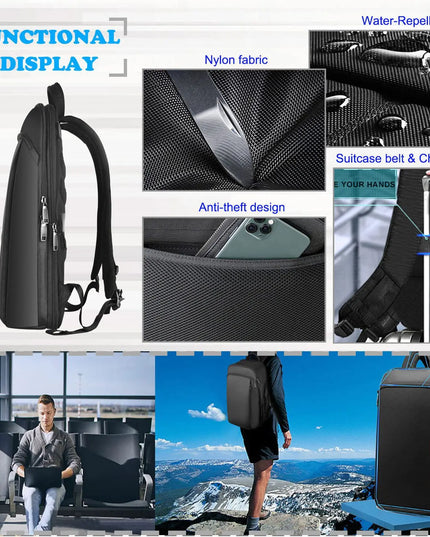 Slim Rucksack erweiterbar Anti-Diebstahl