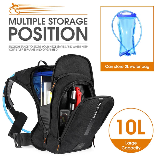 Kompakter Fahrrad-Rucksack 10L Trinkblase