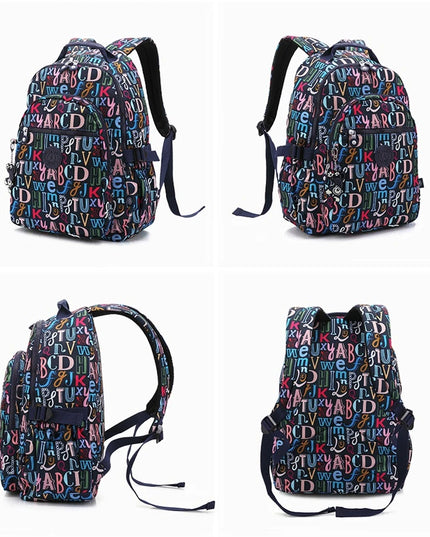 Bunter Schulrucksack mit Buchstaben 16 Zoll