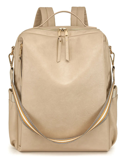 Damen PU-Leder-Rucksack burgund Karabiner