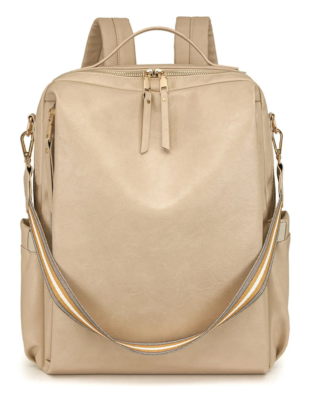 Damen PU-Leder-Rucksack burgund Karabiner