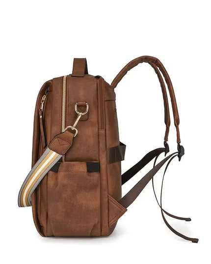 Damen PU-Leder-Rucksack burgund Karabiner
