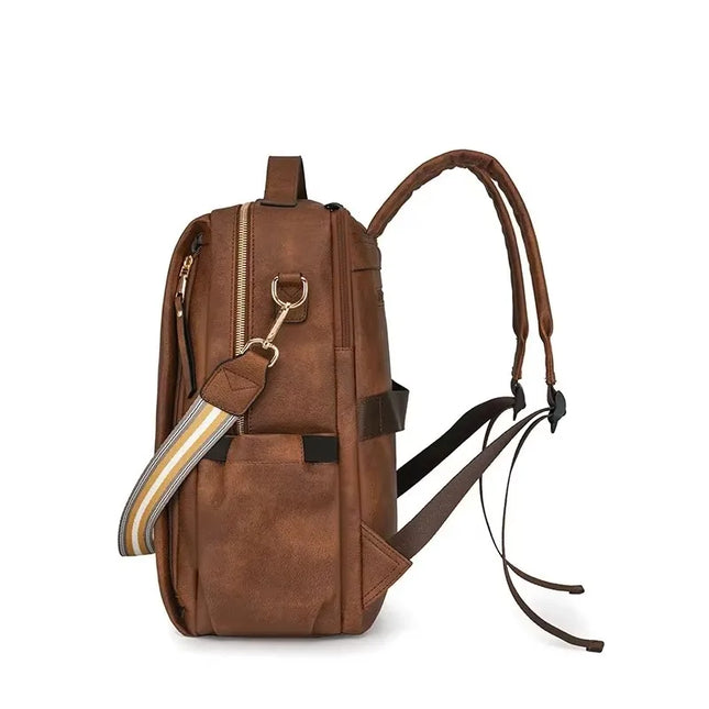 Damen PU-Leder-Rucksack burgund Karabiner