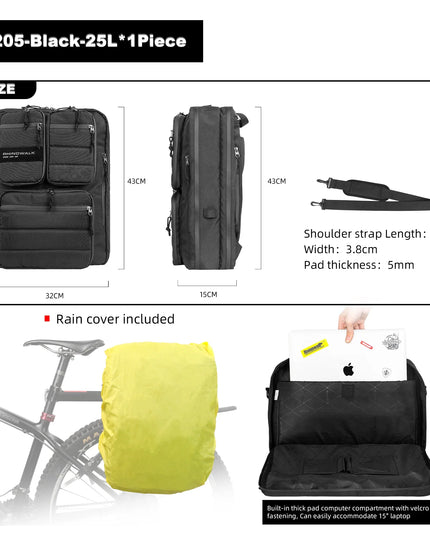 Rhinowalk Fahrrad-Rucksack 25L wasserdicht
