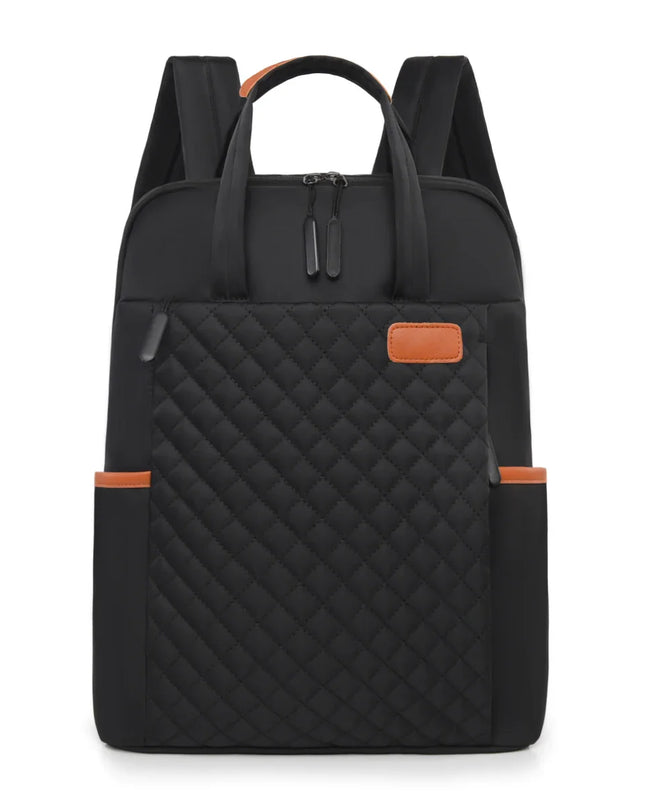 Gesteppter Damen-Rucksack schwarz cognac