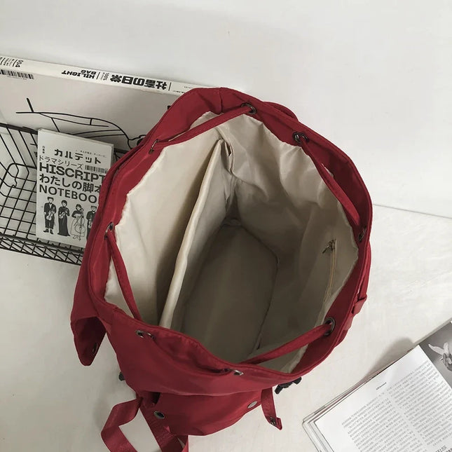Grosser Nylon-Rucksack Kordelzug rot schwarz