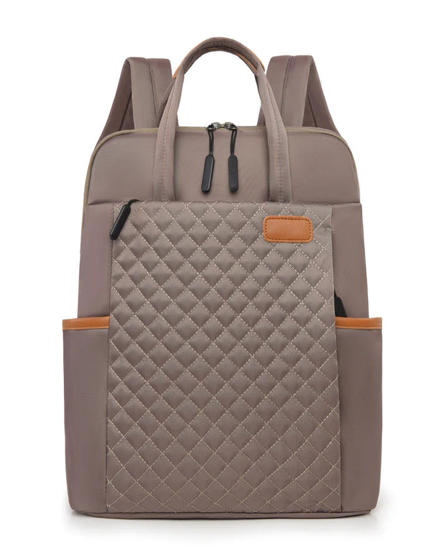 Gesteppter Damen-Rucksack schwarz cognac