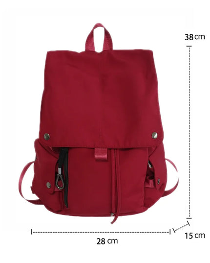 Grosser Nylon-Rucksack Kordelzug rot schwarz