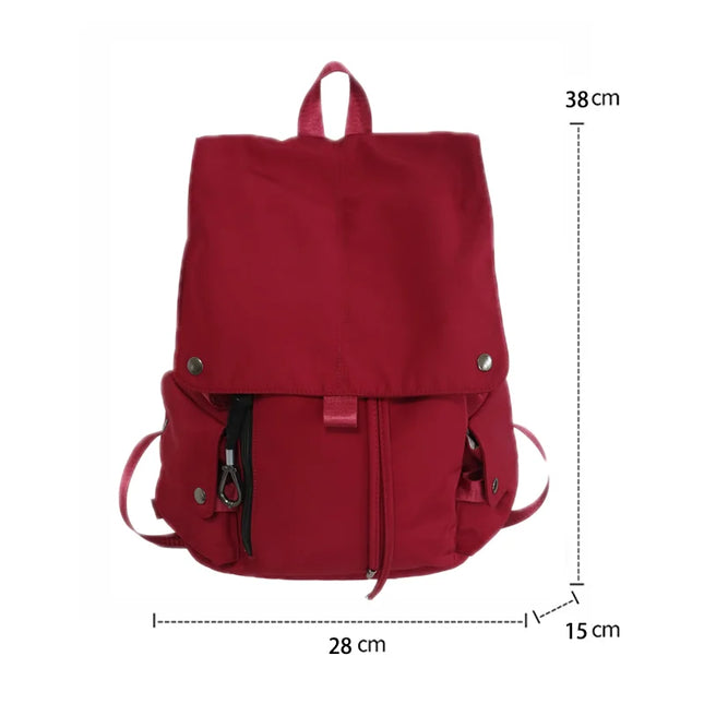 Grosser Nylon-Rucksack Kordelzug rot schwarz