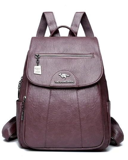 Vintage Damen-Rucksack PU braun mit Badge