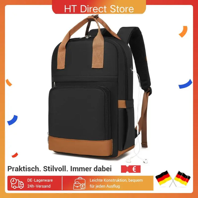 Damen-Rucksack 15.6 Zoll mit Lederakzenten