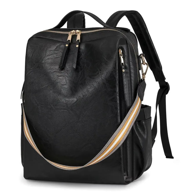 Damen PU-Leder-Rucksack burgund Karabiner