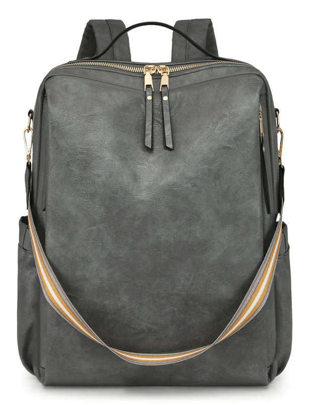 Damen PU-Leder-Rucksack burgund Karabiner