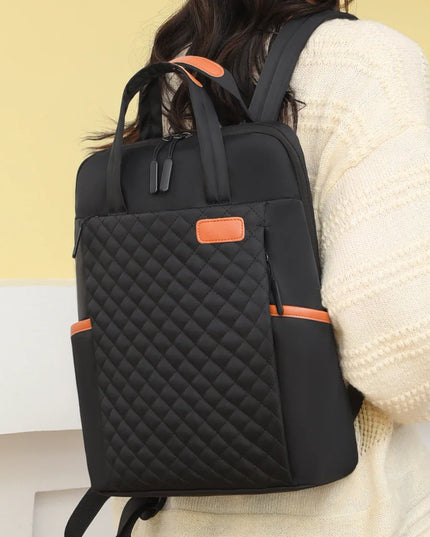 Gesteppter Damen-Rucksack schwarz cognac