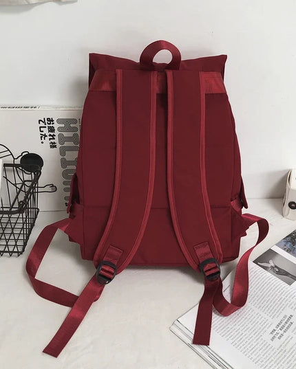 Grosser Nylon-Rucksack Kordelzug rot schwarz