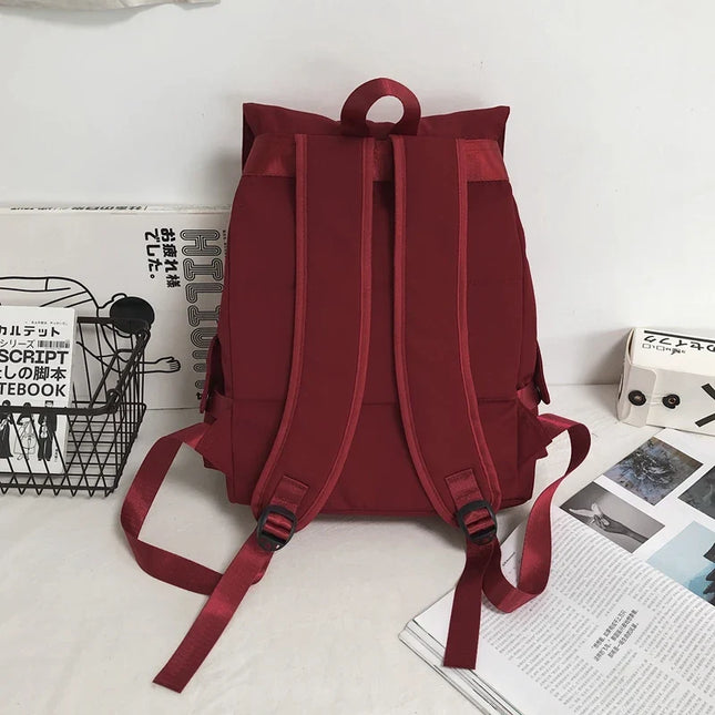 Grosser Nylon-Rucksack Kordelzug rot schwarz