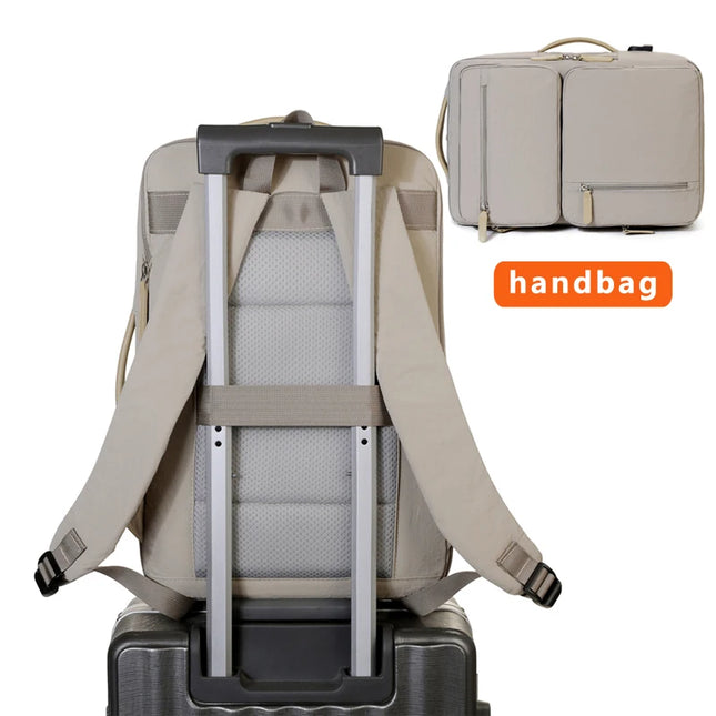 Erweiterbarer Reise-Rucksack beige Koffer