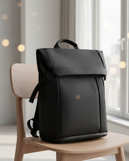 laptop rucksack design klappe pu schwarz - lifestyle