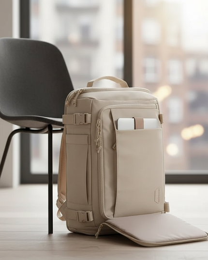 laptop rucksack reise schuhfach beige 15 zoll damen - lifestyle
