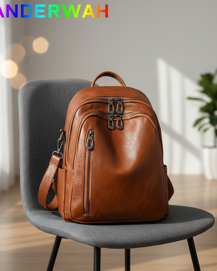 laptop rucksack damen crossbody pu braun blau klein - lifestyle