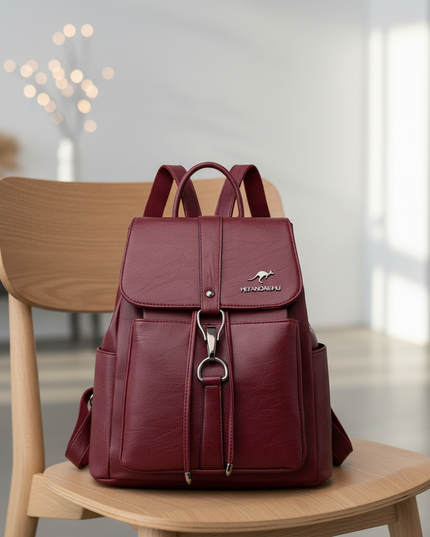 laptop rucksack damen burgund pu kordelzug kaenguru - lifestyle