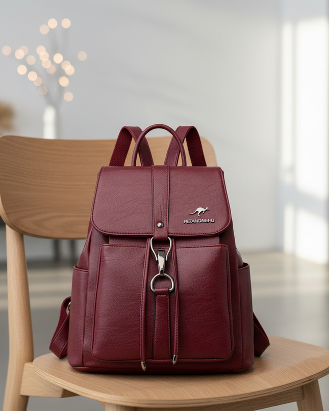 laptop rucksack damen burgund pu kordelzug kaenguru - lifestyle