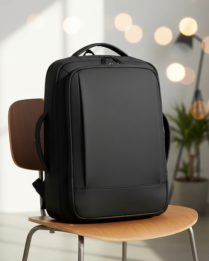 laptop rucksack flach pu business schlicht schwarz 15 - lifestyle