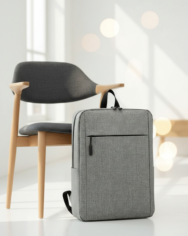 laptop rucksack business grau meliert rechteckig schlicht - lifestyle