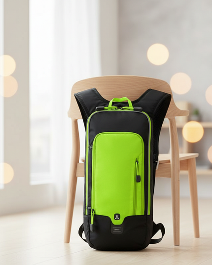 laptop rucksack outdoor neongruen trinkblase wasserdicht - lifestyle
