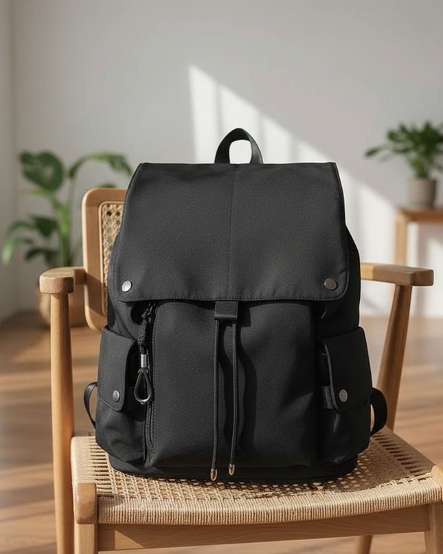 laptop rucksack nylon kordelzug klappe gross rot schwarz - lifestyle