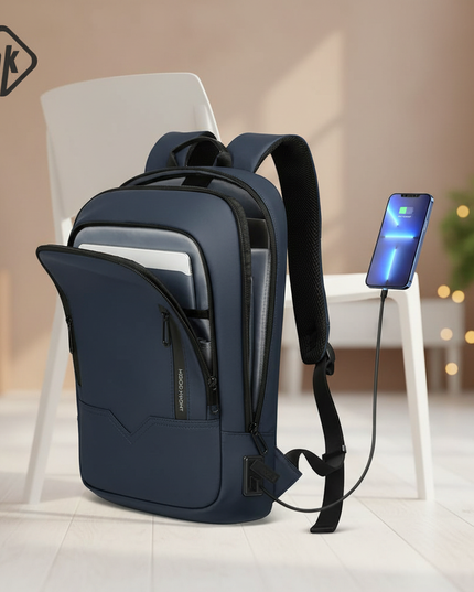 laptop rucksack slim 15 zoll blau wasserdicht - lifestyle
