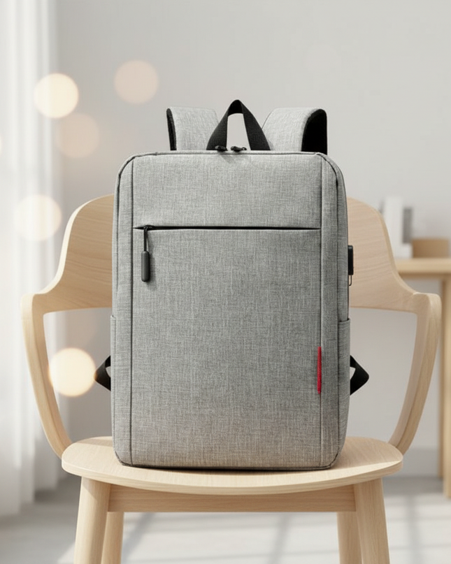 laptop rucksack business schlicht grau rot pendler usb - lifestyle