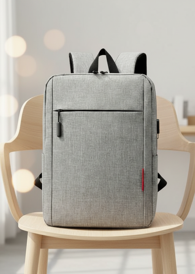 laptop rucksack business schlicht grau rot pendler usb - lifestyle
