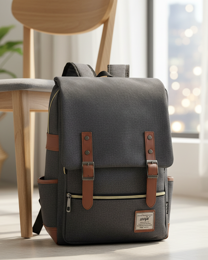 laptop rucksack vintage canvas - lifestyle