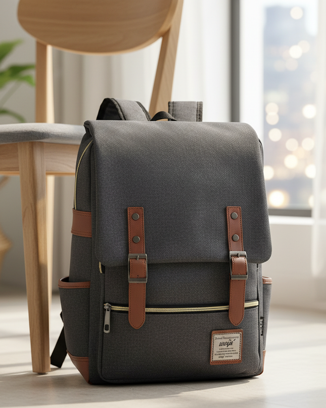 laptop rucksack vintage canvas - lifestyle