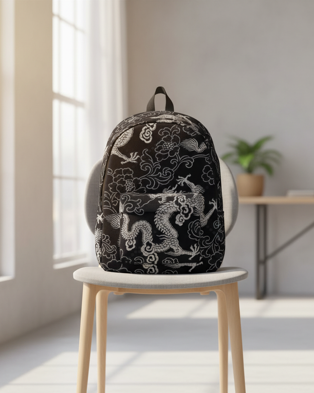 laptop rucksack drachen muster schwarz vintage unisex - lifestyle