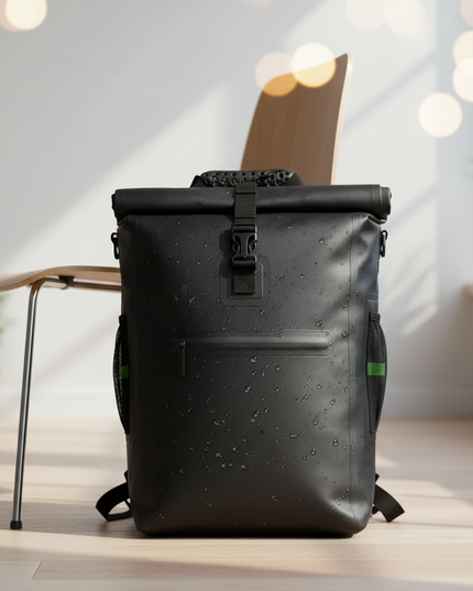 laptop rucksack fahrrad pendler reflektoren gruen schwarz - lifestyle