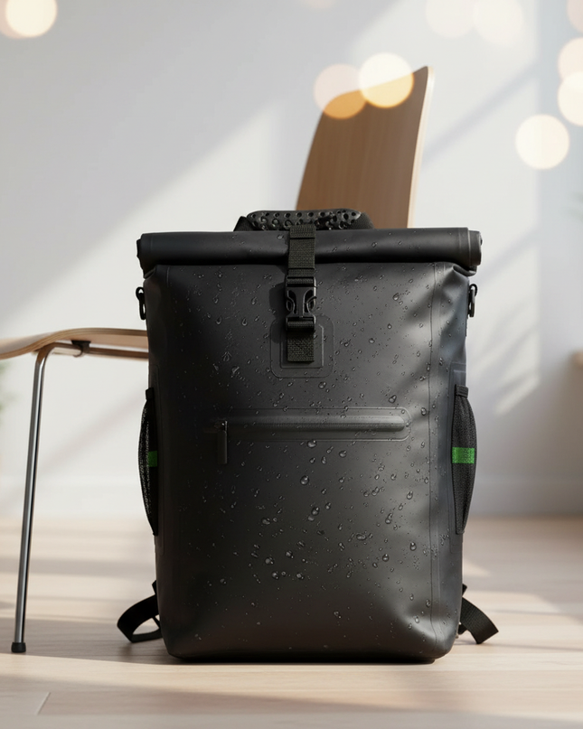 laptop rucksack fahrrad pendler reflektoren gruen schwarz - lifestyle