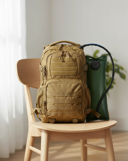 laptop rucksack tactical trinkblase 3 liter outdoor tan - lifestyle