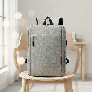 laptop rucksack business schlicht grau rot pendler usb - lifestyle